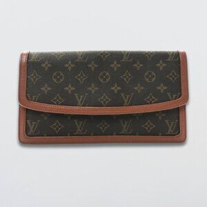 Louis Vuitton PM Clutch Bag Monogram Pochette Dame 29 GM Leather Trim Brown OS
